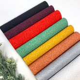 CraftsFabrics Embroidery Lace Flower Texture Embossed Synthetic Leather Sheets 28x20.5cm Wide for Bags Hairbows Earring Crafts
